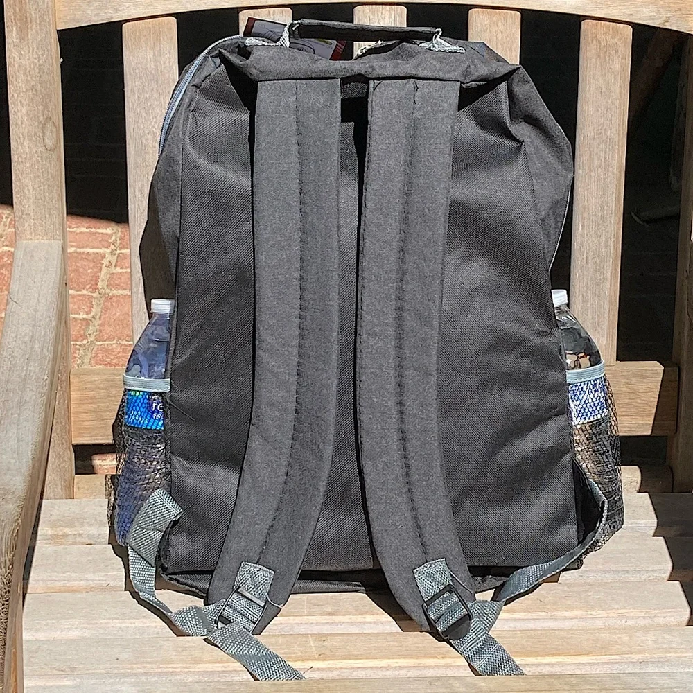 Black Backpack with Red Grey Trim Side Mesh Pockets Unisex New